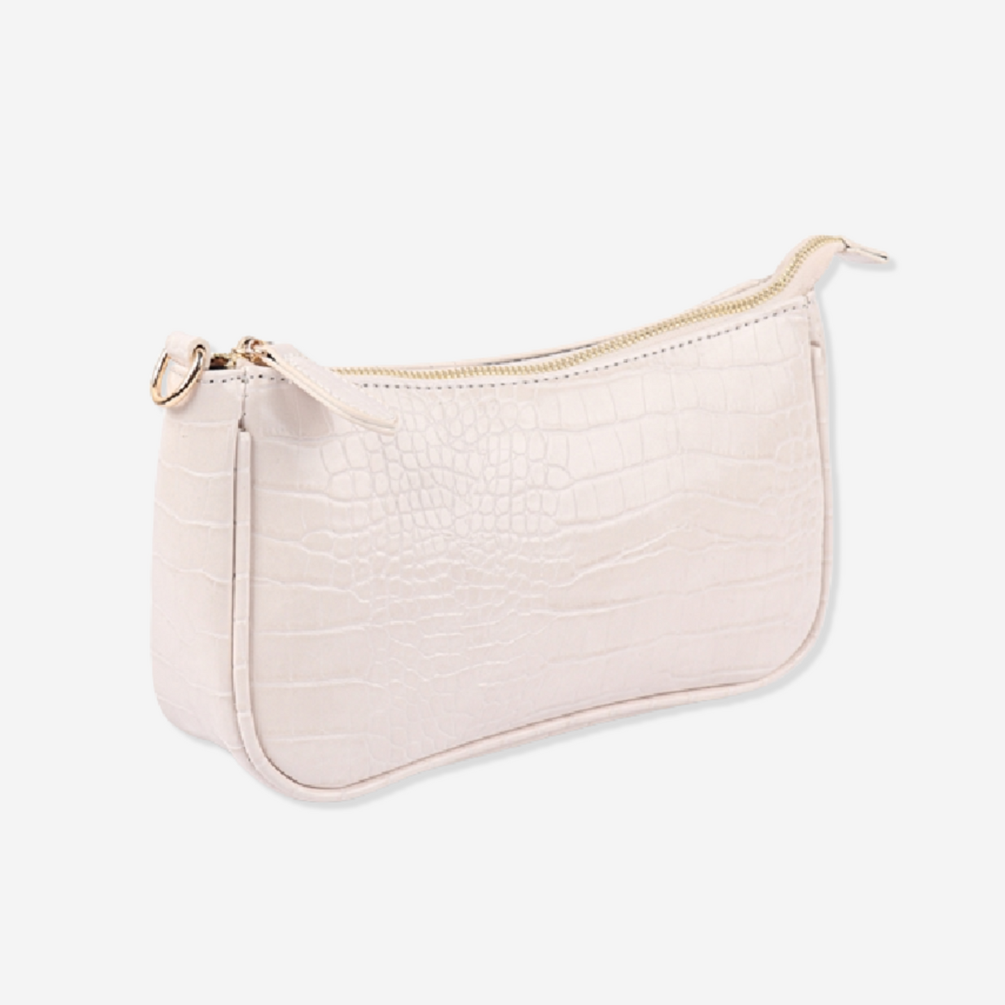 CONVERTIBLE FAUX LEATHER CROCODILE TEXTURED BAG IVORY