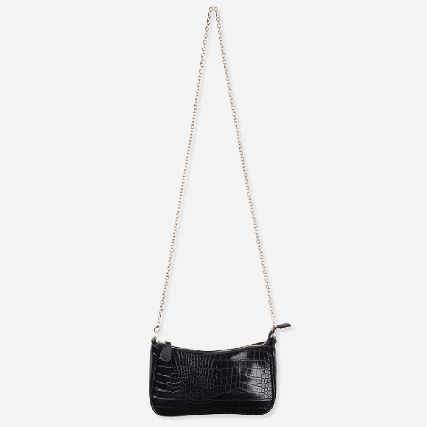 CONVERTIBLE FAUX LEATHER CROCODILE TEXTURED BAG BLACK