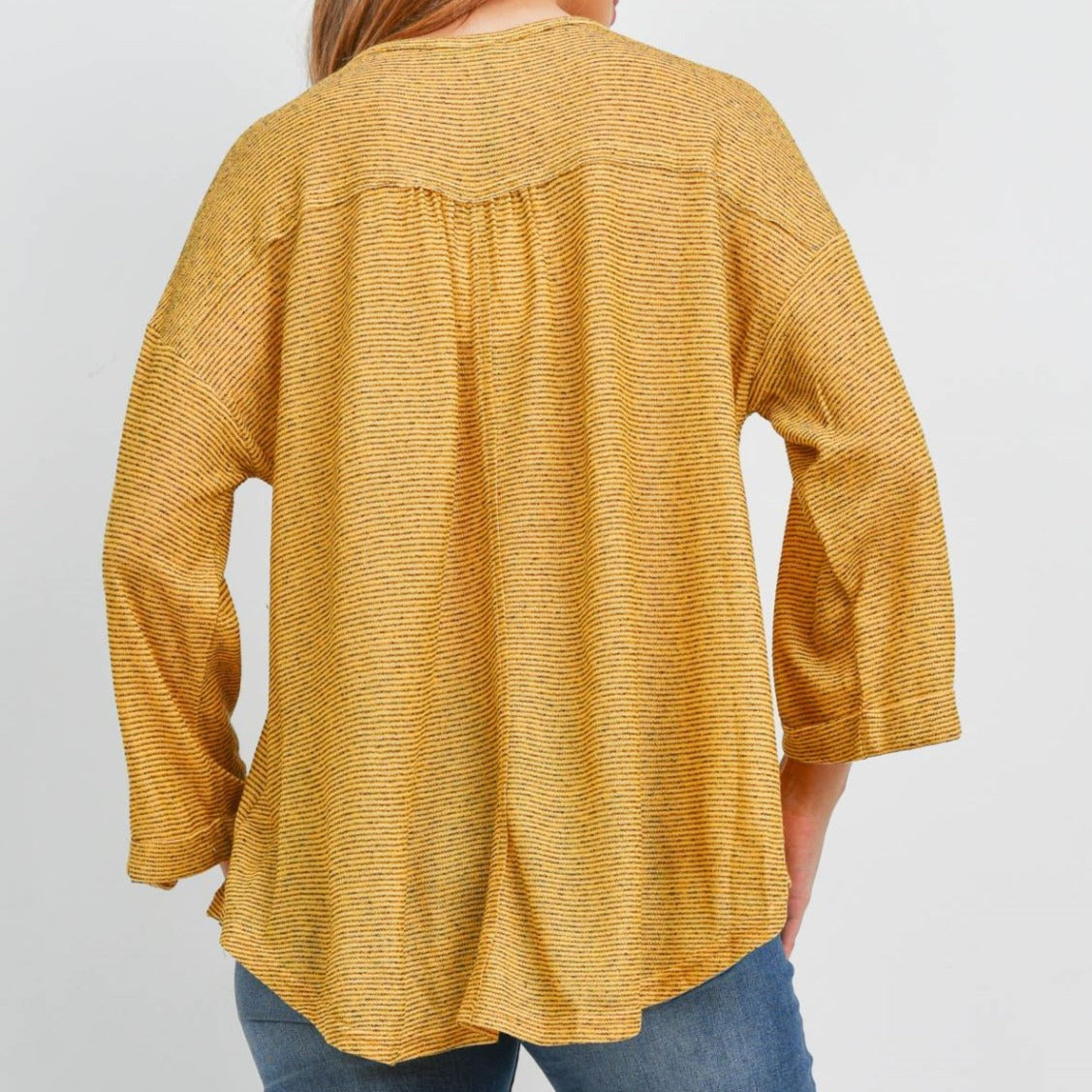 LONG SLEEVE BUTTON FRONT TOP GOLD