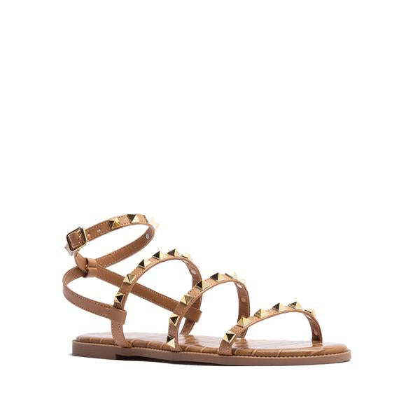 STUDDED STRAPPY SANDALS TOFFEE