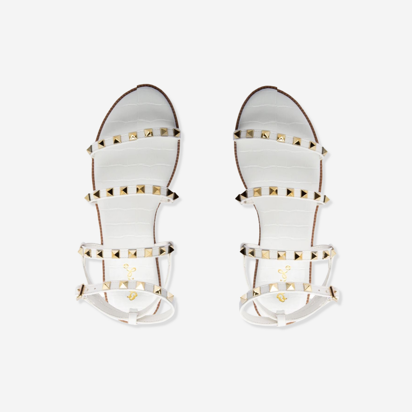 STUDDED STRAPPY SANDALS WHITE
