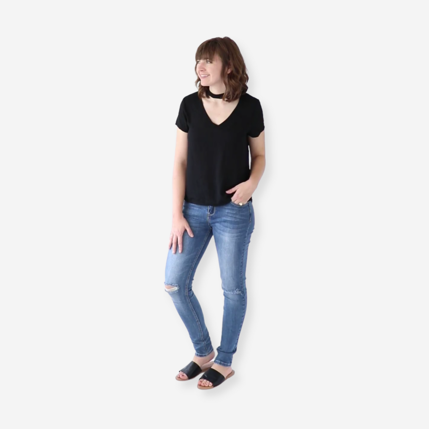 SHORT SLEEVE CHOKER TOP BLACK