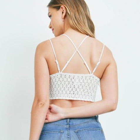 CROCHET LACE BRALETTE WITH BRA PADS WHITE