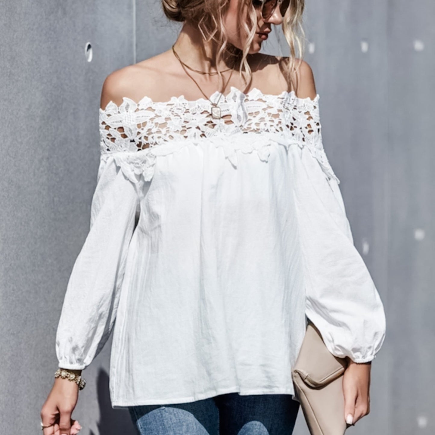 LACE OFF-THE-SHOULDER TOP