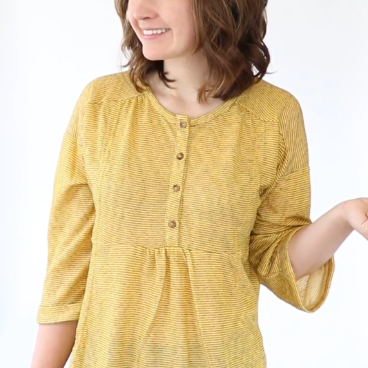 LONG SLEEVE BUTTON FRONT TOP GOLD